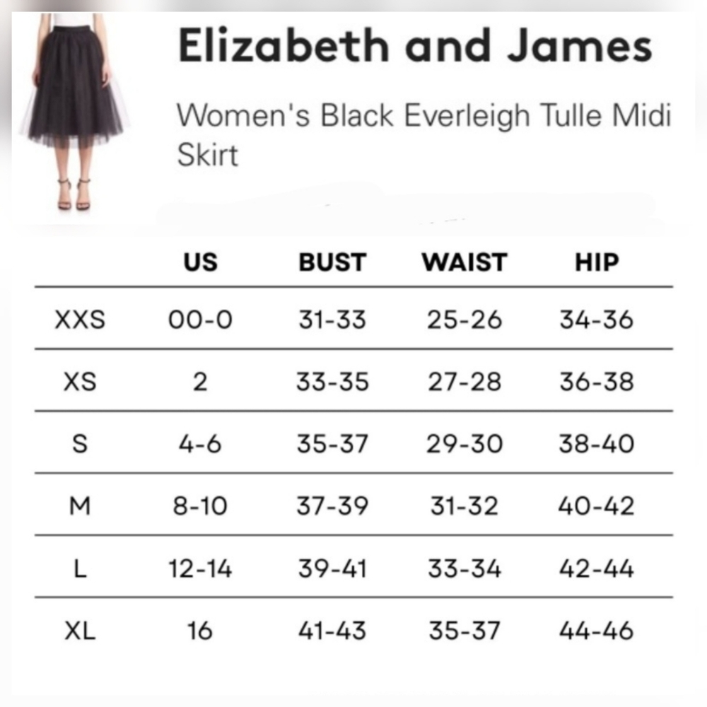 Elizabeth and James Everleigh Black Layered Tulle A-Line Tutu Style Midi Skirt - Picture 12 of 13